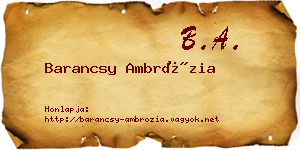Barancsy Ambrózia névjegykártya